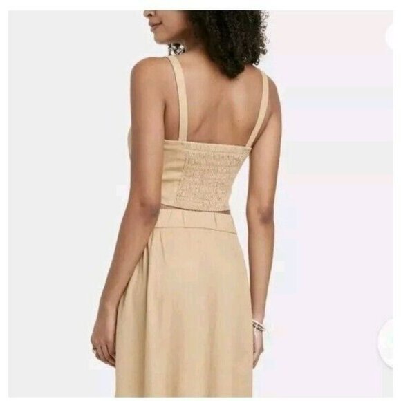 Universal Thread Women's Tie-Front Cropped Tank Top - Size XL Wheatfield Tan B - Picture 3 of 6